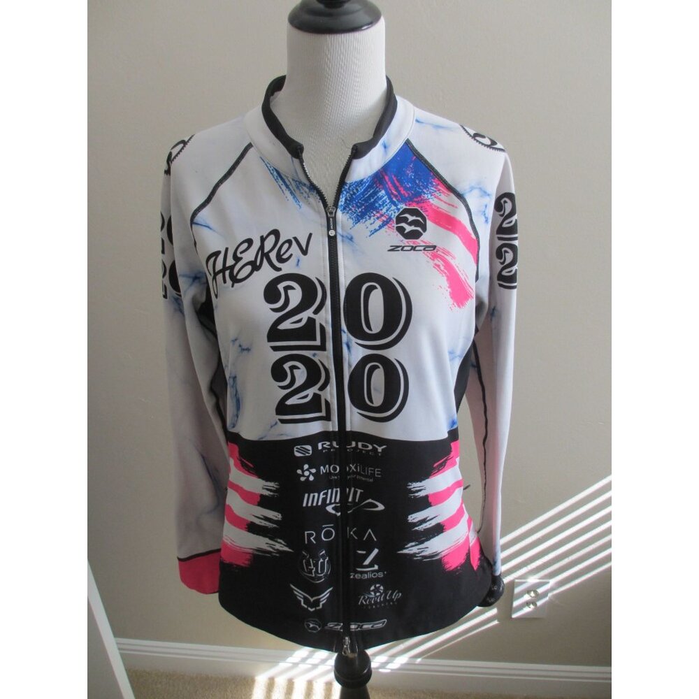 Zoca Womens Long Sleeve Cycling Jersey 2020 With Full Zip & Graphic Design XL